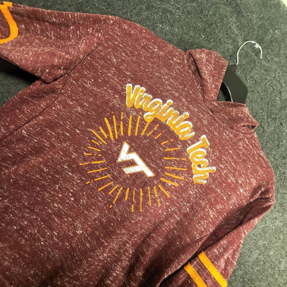 Virginia Tech Hokies Hoodie Maroon Heathered Sunburst VT Logo Sweatshirt Girls M